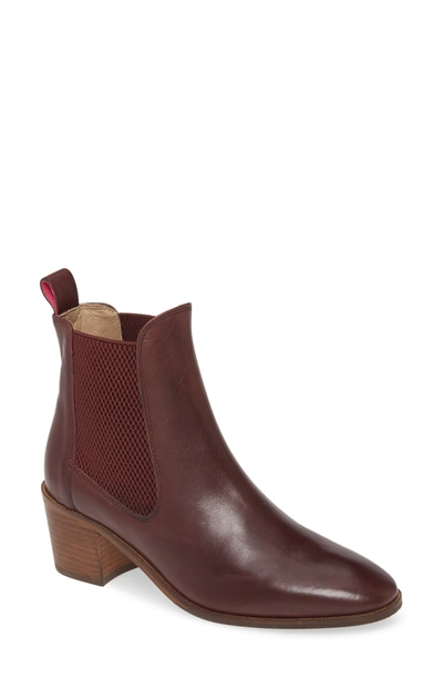Joules Hartford Leather Chelsea Boot In Oxblood