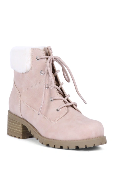 Dv Dolce Vita Kids' Rei Faux Fur Lined Combat Boot In Pink