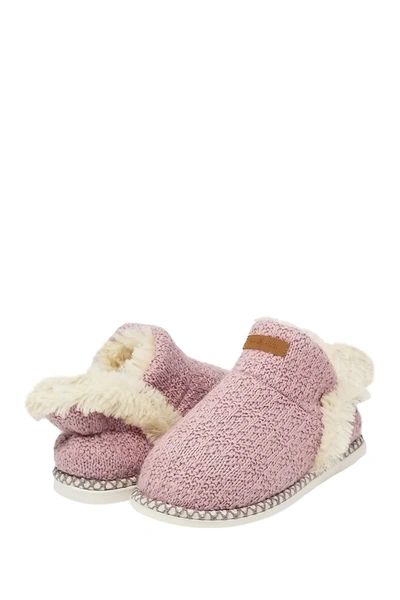 Gaahuu Textured Knit Faux Fur Ankle Slipper Boot In Pink