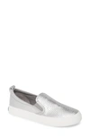 Sperry Crest Twin Gore Sneaker In Silver Woven Embossed Leather