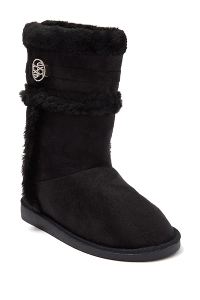 Bebe Kids' Tall Faux Fur Embellished Boot In Blk