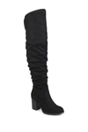 Journee Collection Kaison Womens Faux Suede Wide Calf Thigh-high Boots In Black