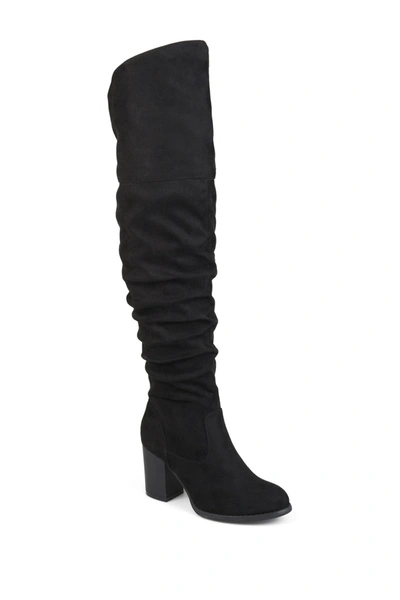 Journee Collection Womens Kaison Extra Wide Calf Stacked Heel Over The Knee Boots In Black