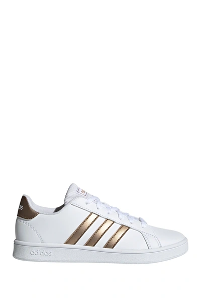 Adidas Originals Adidas Little Kids' Grand Court 2.0 Casual Shoes In White/white/matte Gold