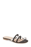 Allegra James Lucy Bicolor Flat Slide Sandals In Black