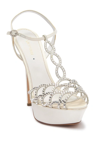 Sergio Rossi Scalloped Stone Embellished Platform Sandal In White Crystal