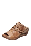 Antelope Woven Leather Wedge Sandal In Taupe