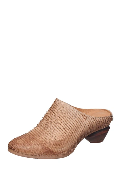 Antelope Textured Leather Mule In Stone