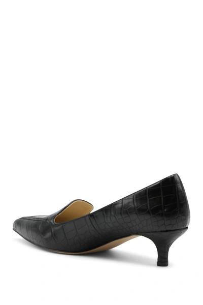 Adrienne Vittadini Acout Croc Embossed Kitten Heel In Black-c