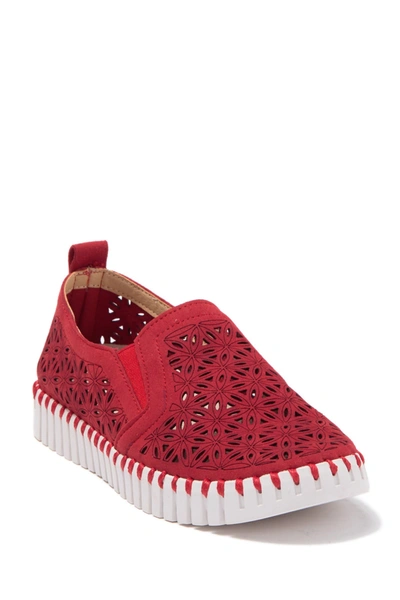Ilse Jacobsen Hornbaek Tulip Perforated Slip-on Sneaker In Deep Red