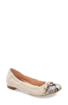 Agl Attilio Giusti Leombruni Cap Toe Ballet Flat In Nude Leather/snake Toe