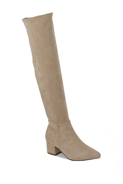 Chase & Chloe Wynter Over The Knee Boot In Nude Suede