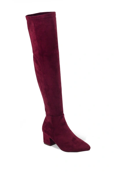Chase & Chloe Wynter Over The Knee Boot In Burgundy Suede