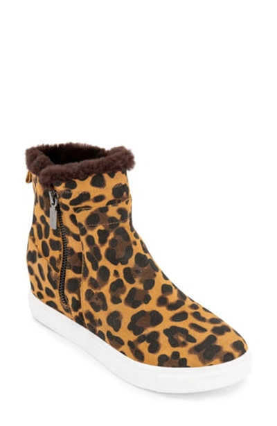 Blondo Glade Suede Faux Fur Lined Sneaker In Leopard Su