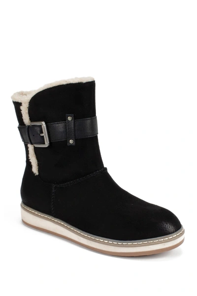 White Mountain Footwear Taite Faux Shearling Lined Boot In Black/fabric