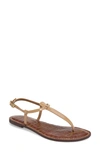 Sam Edelman Gigi Patent Leather Flat Thong Sandal In Almond