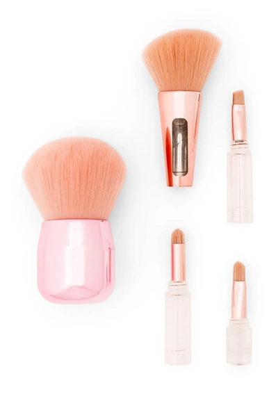 Zoe Ayla 2 Makeup Brushes: 1 Kabuki + 4in1 Brush In Rosegold And Pink