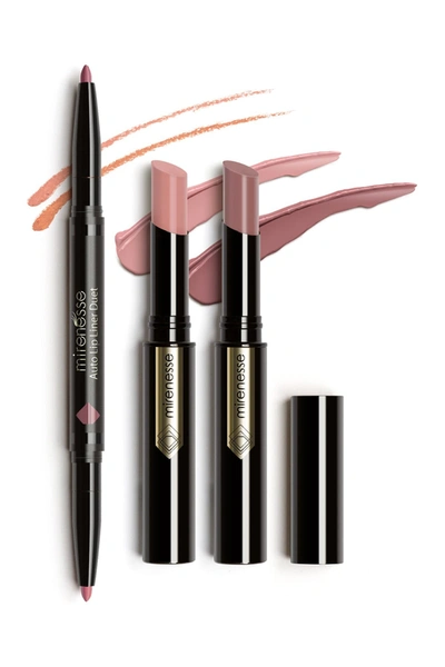 Mirenesse Hot French Kiss 3-piece Glossy Sheer Nude Lips & Liner Set