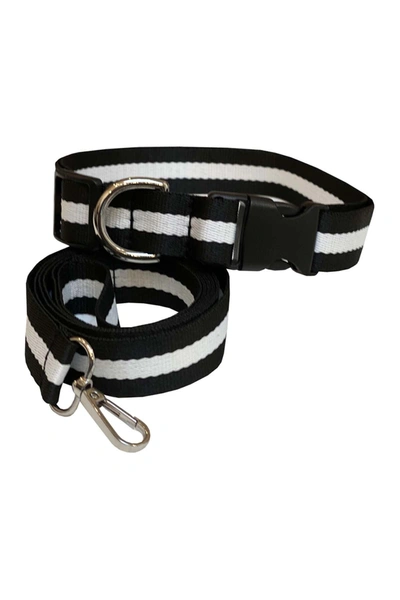 Dogs Of Glamour Trevor Striped Collar & Leash In Black/white