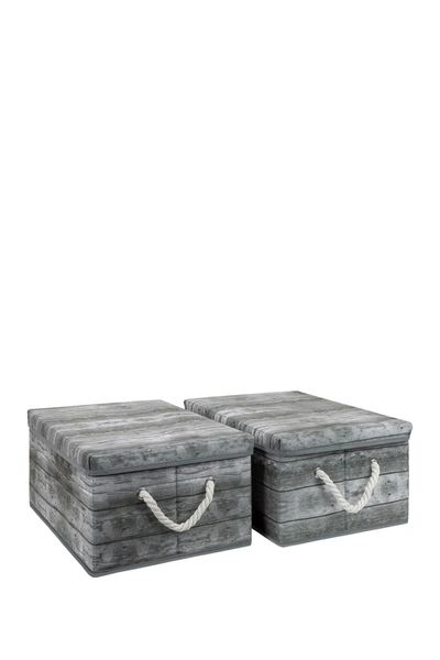 Sorbus Grey Wooden Pattern Storage Box