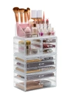 Sorbus Clear Makeup & Jewelry Storage Case Display Set In Clear