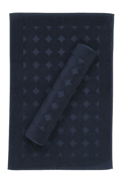 Linum Home Sinemis Circle Design Bath Mats In Navy