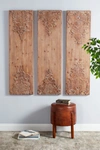 Willow Row Sonoma Sage Home Large Hand-carved Natural Wood Wall Panels W/ Carvings In Brown