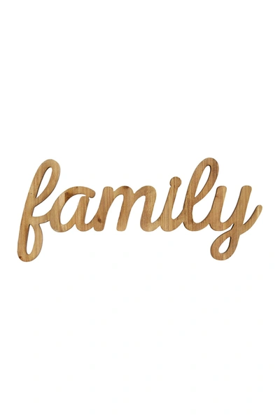 Stratton Home Natural Family Natural Wood Script Wall Art