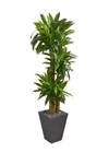 Nearly Natural Cornstalk Dracaena Artificial Plant In Slate Planter In Green