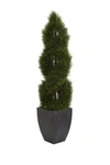 Nearly Natural Green 5ft. Double Pond Cypress Spiral Topiary Artificial Tree In Black Wash Planter Uv Resistant At  In Green