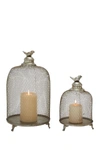 Willow Row Silver Traditional Caged Candle Lantern 2-piece Set