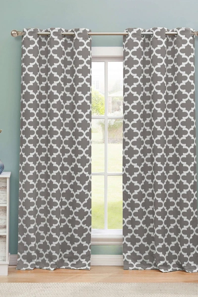 Duck River Textile Kyra Geometric Blackout Curtain Set In Gray