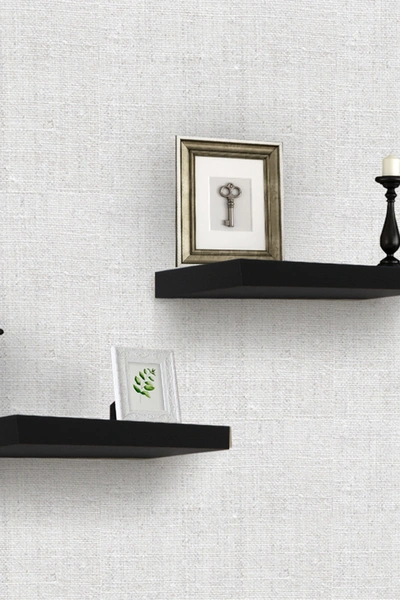 Sorbus Black Floating Rectangle Wall Shelf