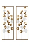 Willow Row Rectangular Gold And White Metal Framed Leaf In Multi