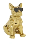 Cosmoliving By Cosmopolitan Gold Glossy Finish On Ceramic French Bulldog Sculpture In Gold