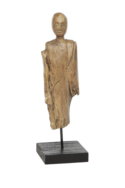 Venus Williams Tall Hand-carved Buddha Natural Wood Sculpture Table Decor In Brown