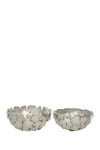 VENUS WILLIAMS CONTEMPORARY DECORATIVE SILVER METAL BOWLS WITH TEXTURED RECTANGULAR PATTERN,758647807444