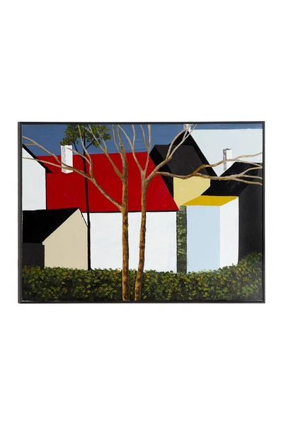 Venus Williams Rectangular Contemporary Abstract House Canvas Painting In Black Wood Frame In Multi