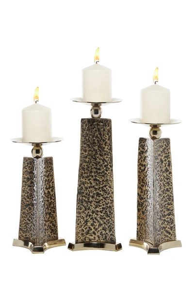 Venus Williams Tall Silver And Leopard Print Metal Candle Holders In Multi