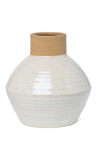 Sagebrook Home White Blue Speckles Ceramic Vase