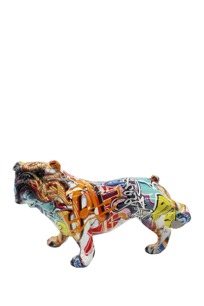 Interior Illusions Plus Street Art Bull Dog With Leg Up In Multi-color