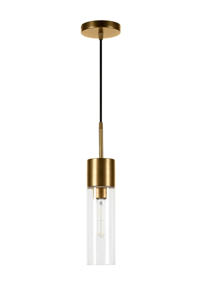 Addison And Lane Lance Brass And Clear Glass Pendant In Gold