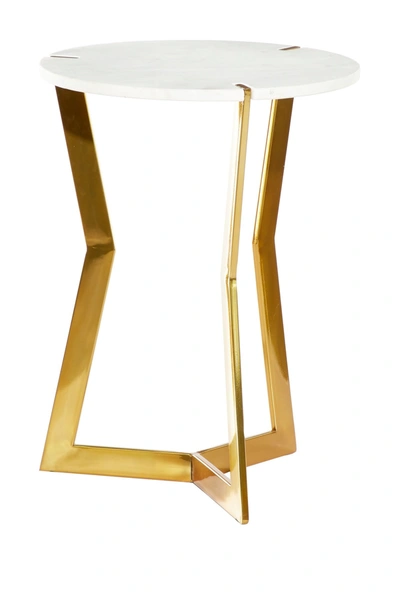 Venus Williams White & Gold Metal & Marble Accent Table In Multi