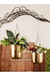 COSMOLIVING BY COSMOPOLITAN GOLDTONE METAL INDOOR & OUTDOOR HANGING DOME WALL PLANTER WITH CHAIN,758647519279