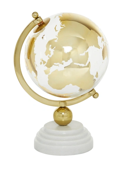 Venus Williams Round Glass Globe With Gold Aluminum And White Marble Base