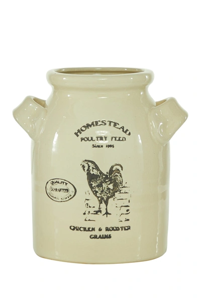 Willow Row Beige Ceramic Farmhouse Vase