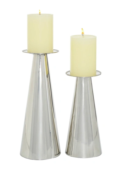 Willow Row Silver Stainless Steel Glam Candle Holder