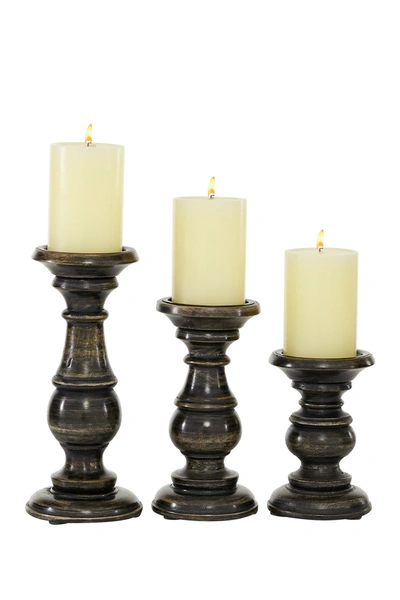 Willow Row Black Mango Wood Traditional Candle Holder