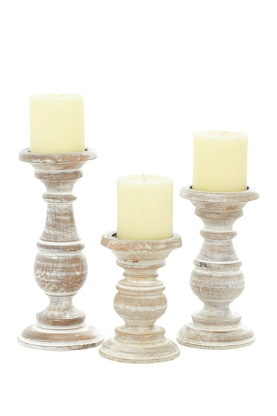 Willow Row White Mango Wood Traditional Candle Holder