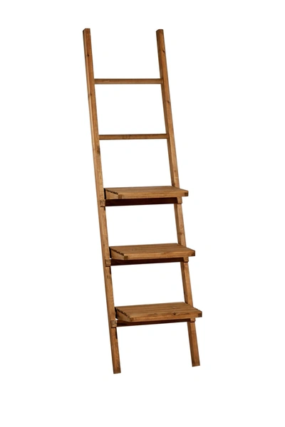 Willow Row Light Brown Wood Leaning Ladder Shelf
